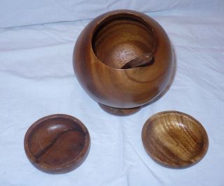 Vintage Danish Mid Century Mod Teak Wood Space Ball Orb Nuts Bowl Set