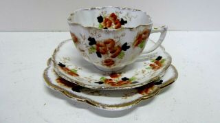 Antique Victorian Melba Bone China Porcelain Trio Cup Saucer Plate Chinoiserie