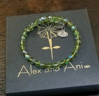 RARE Alex and Ani Green Iridescent Beaded Vintage 66 Wrap Bracelet COLLECTOR 2