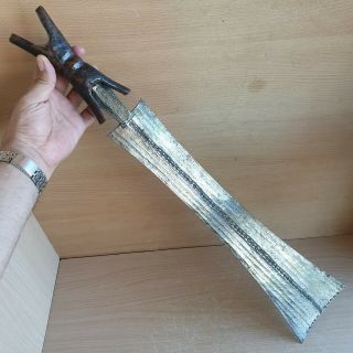 16 Old Rare Antique African Cameroon Tikar Sword / Dagger / Kinfe,  Blade Carved