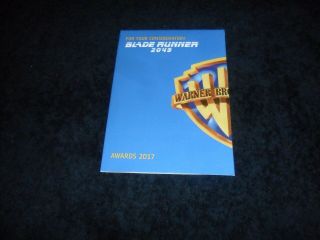 Blade Runner 2049 Fyc Awards Consideration Limited Promo 2017 Feature Rare Movie