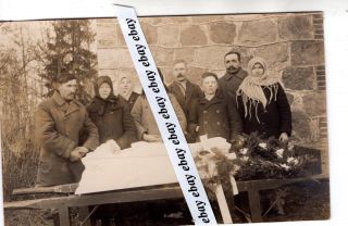 1920 - S Baby Post Mortem Open White Coffin & Cross Vintage Antique Photo
