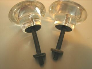 2 Antique Vintage Clear Glass Cabinet Knobs Pulls 1 - 1/2 " Diameter Exuc