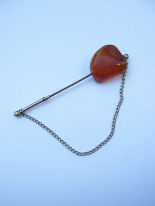 Antique/vintage - Art Deco - Ladies Pin/brooch With Natural Baltic Amber