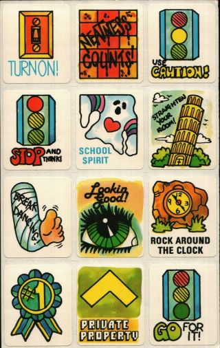 Rare Scratch & Sniff Vintage Stickers Sheet Mello Smello Captions Rewards B