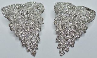 Fabulous Large Pair 2 Match Set Antique Art Deco Paste Diamante Dress Scarf Clip