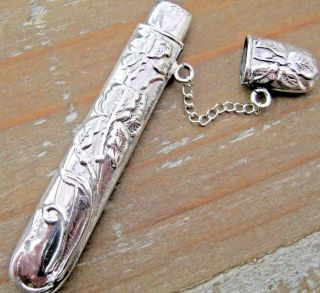 A Very Pretty Art Nouveau Style English Hallmarked Sterling Silver Needle Case 2