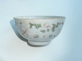 Chinese Ming Dynasty Bowl With Faded Rose & Leaves Design