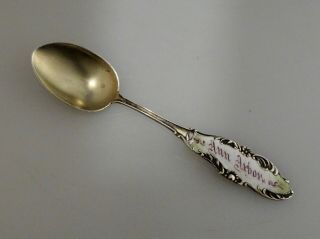 Sterling Silver Enamel Souvenir Demitasse Spoon Ann Arbor Michigan - 57328