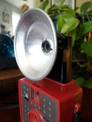 RARE RED Tower Skipper Camera w Strap & Flash.  Vintage Hardest color to find 3