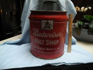 Rare Vintage Budweiser Malt Syrup Beer Pail 50 Pounds