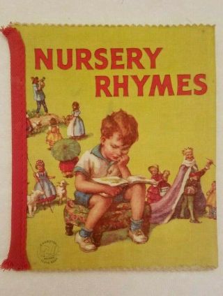 Very Rare Antique Nursery Rhymes Cloth Book Vintage Children 