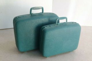 Vintage 1960s Barbie Samsonite Luggage Set Of 2 Blue/teal Suitcases