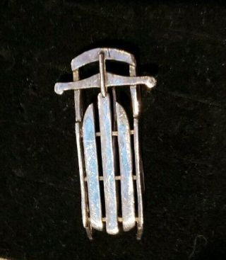 Vintage Antique Old Fashioned Sled Pin Sterling Silver