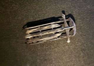 Vintage Antique Old Fashioned Sled Pin Sterling Silver 3