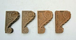 4 X Hand Carved Wooden Gothic Fancy Bracket Carvings