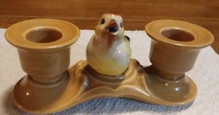 Vintage Ceramic Birds Candle Holder For 2 Taper Candles Handpainted