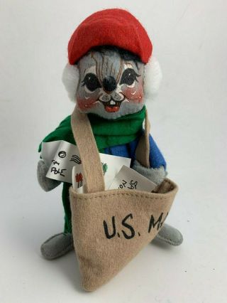 Vintage Annalee Doll 1991 Christmas Mouse U.  S.  Mail Bag Carrier 6.  5 "
