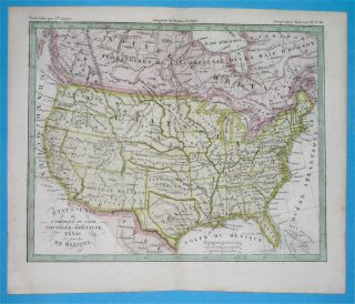 1855 Rare Map United States Texas California Florida,  Great Mexico