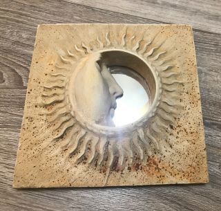 Vintage Signed Hayes Parker Cast Stone Mirror Celestial Sun Moon Wall Sculpture