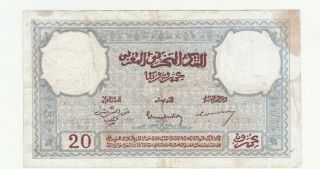 20 Francs Fine Banknote From French Morocco 1945 Pick - 18 Rare