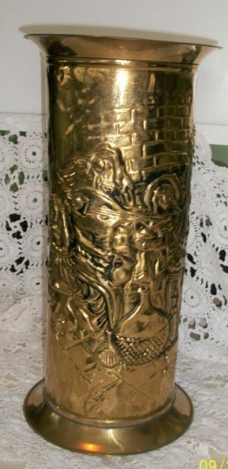 Vintage Figural Brass Cane/ Umbrella Stand - - Made In England