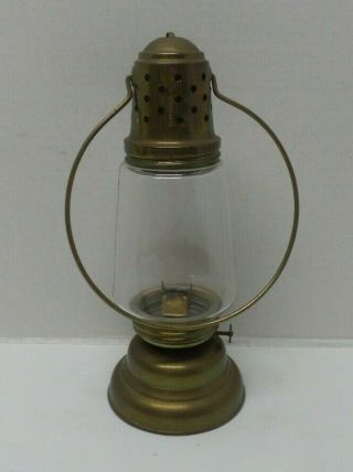 Antique Manhattan Brass Co Glass Oil Lamp Lantern Pat 