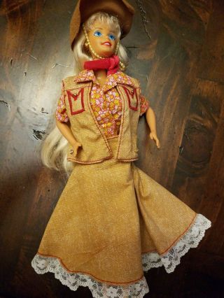 Vintage 1966 Western Barbie With Complete Outfit Ring And Earrings