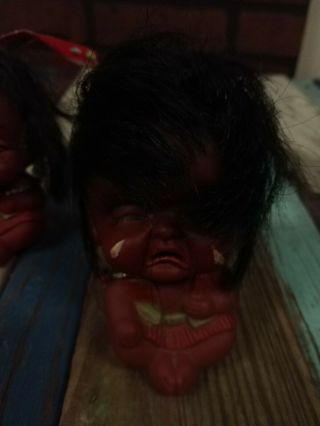 Vintage Moody Cutie Dolls Native American Pout And Happy,  Crying 3 1/2 " Set Of 3