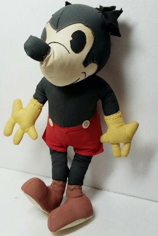 Antique 1930s 17 " Mickey Mouse Plush Large Doll Toy Vintage Disney Steamboat