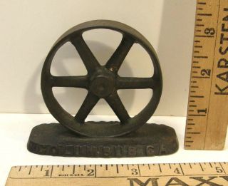 Antique Cast Iron Advertising Paperweight Goldens Foundry Machine Co Columbus Ga