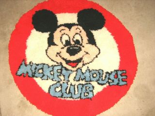Rare Vintage Mickey Mouse Club Latch Hook Rug 35” Diameter Vguc