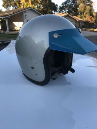 1970 Silver Bell Magnum Rare Toptex Helmet/ Bold View Visor Sz 71/4”