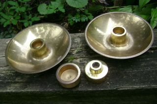 Vintage Danish Mid - Century Modern Pl/dk Brass Candle Holders - 3 Size Candles