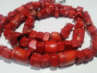 Antique Rare Natural Blood Red Coral Undyed Necklace Untreated 24 " 72.  6 Gr
