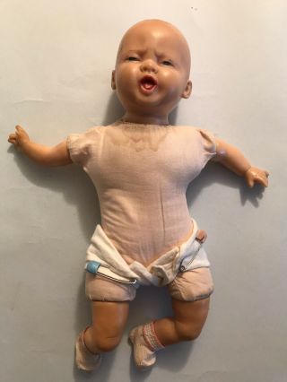 Vintage 40s - 50s Unmarked Vinyl Baby Doll Molded Hair 15”