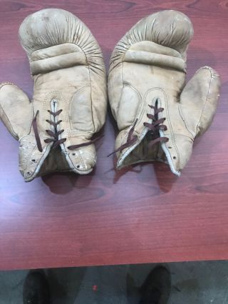 Antique Vintage Leather Boxing Gloves Large 3