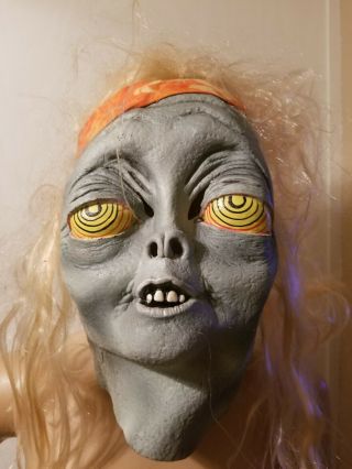 Rare Illusive Concepts Halloween Mask Hippy Alien Zombie Costume Vintage 90s