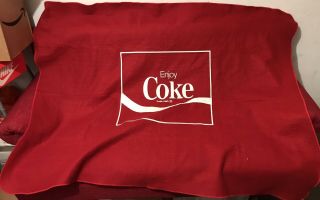 Vintage Logo Coke Coca Cola Blanket Throw Red Antique.  Rare
