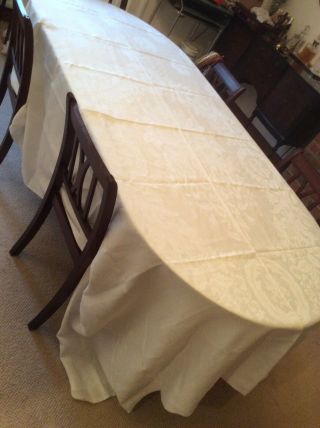 Lovely Large Irish Linen Damask Tablecloth 102 " X 90 " (260x 230cm) G