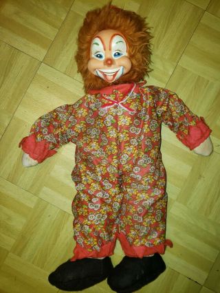 Vintage Rushton Rubber Face Clown Doll