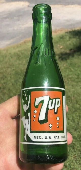 Rare Acl Embossed Neck 7up Seven Up Girl Bottle St Louis Mo Missouri 8 Bubble
