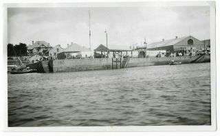 Antique Photo Chefoo China Landing Dock Standard Oil Liberty Party Shore Leave