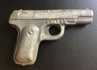 Antique Vintage Pressed Wood Army 45 Toy Gun - Colt 45 Style Wooden Pistol Rare