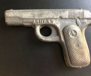 Antique Vintage Pressed Wood Army 45 Toy Gun - Colt 45 Style Wooden Pistol RARE 2