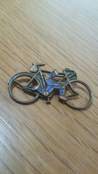 Antique Isle Of Man Enamel Bike Pin Badge - Cycling Memorabilia " Rare "