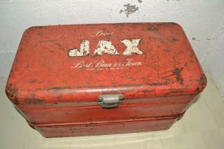 Vintage Jax Beer Red Metal Picnic Cooler/chest Orleans Rare Shabby