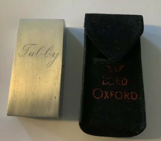 Rare Machine Age Vintage Aluminum Lord Oxford Automatic Pocket Lighter With Case