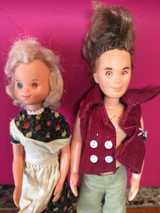 Vintage Mattel Sunshine Family Mom And Dad Dolls Creepy Looking Missing Eyes