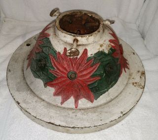 Antique Vintage Cast Iron Poinsettia Lighted Christmas Tree Stand With Outlets